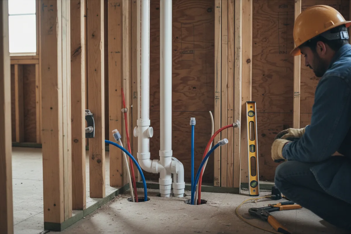 Drain and supply rough-in during Leak Detection in Altha