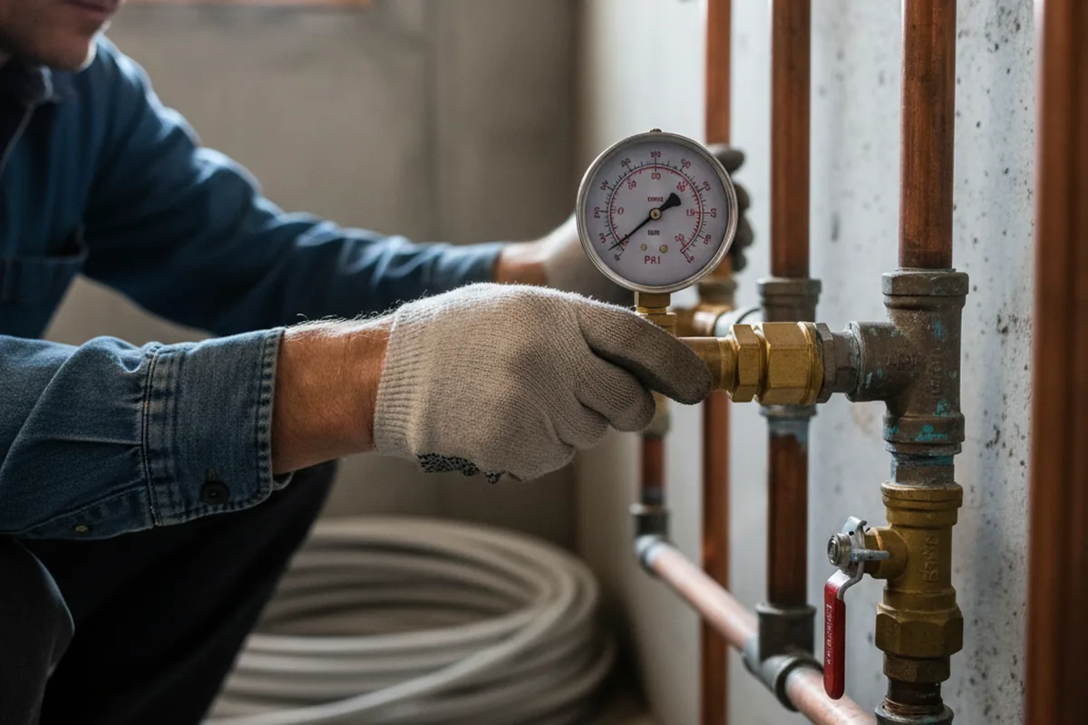 Pressure testing a repaired line during Water Line Repair in Altha